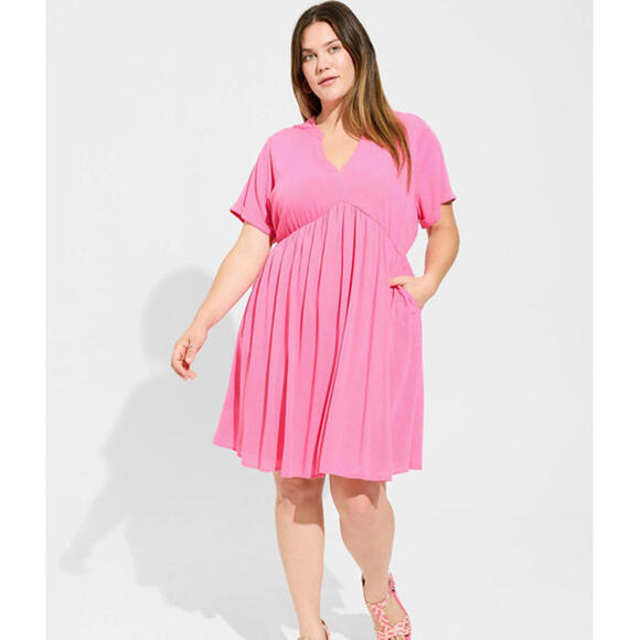NWT Bright Pink Torrid Mini Washable Gauze Hi Low Waist Tunic Dress Sz 1 - Picture 1 of 9